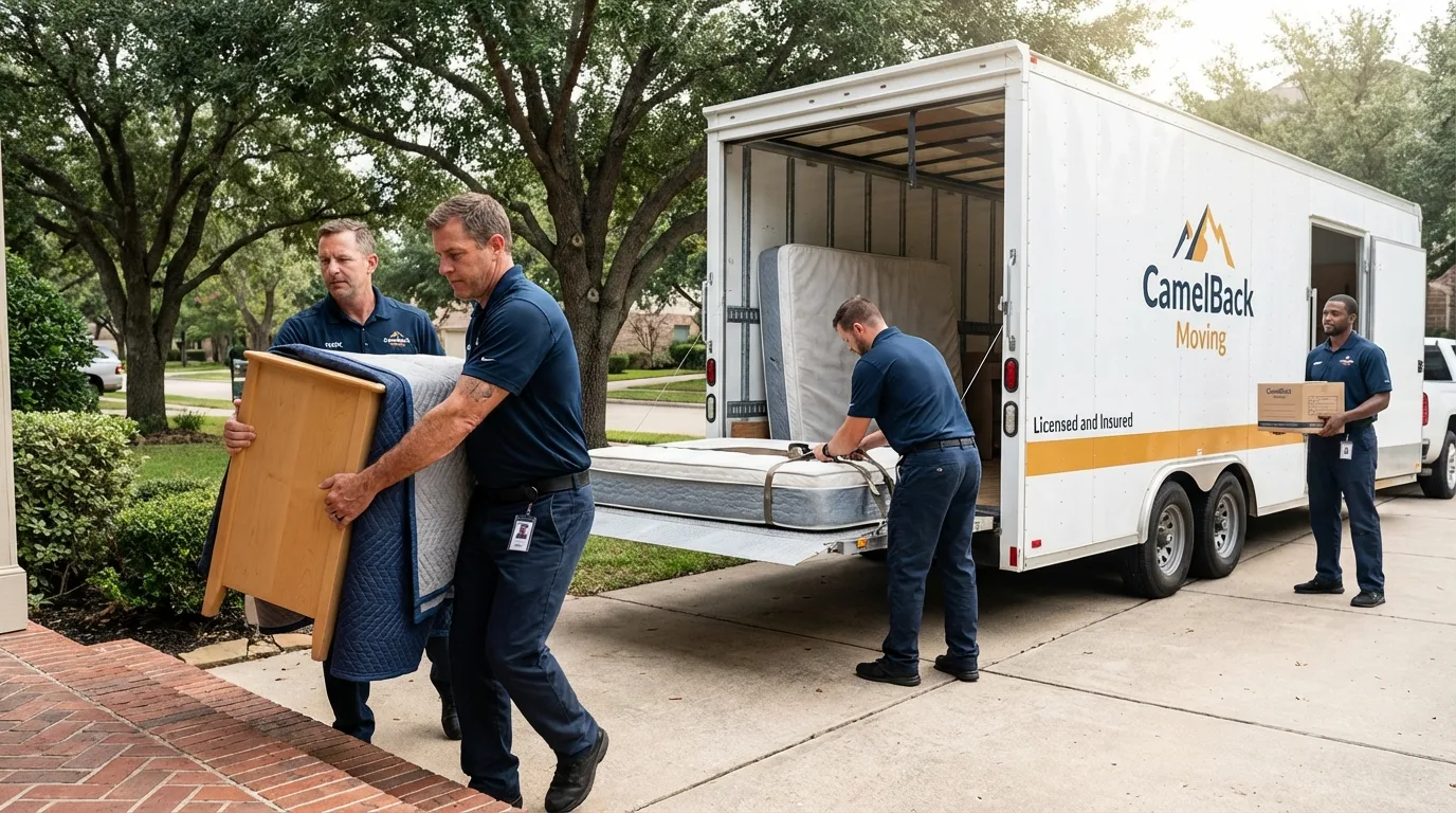 Crew loading residential truck for cross-state move from Lewisburg, TN