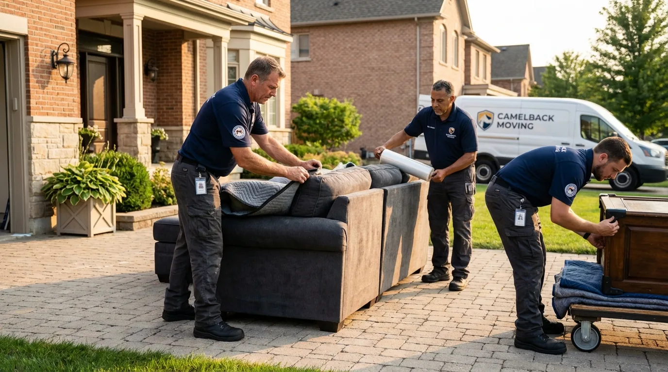 Large estate moving crew wrapping furniture in Lewisburg, TN