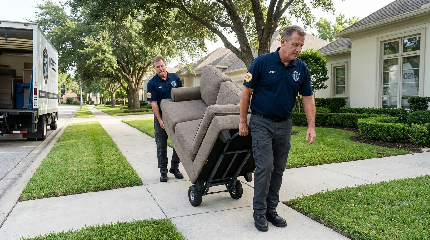 Local residential moving crew loading furniture in Lewisburg, TN